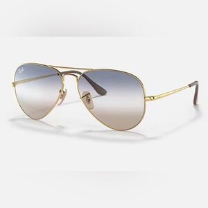 Ray-Ban Gold Aviator Sunglasses with Blue Gradient Lenses